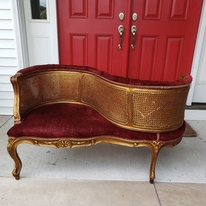Antique Conversation Setee Velvet Upholstery